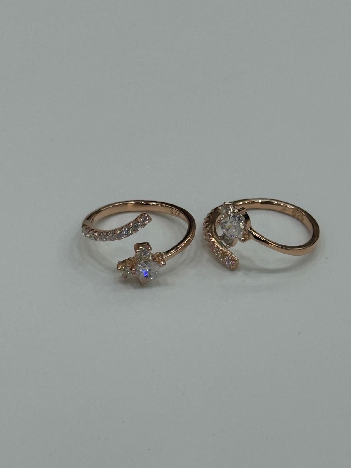 92.5 Silver Rose Gold  fancy Single Flower Crystal Toe Ring 